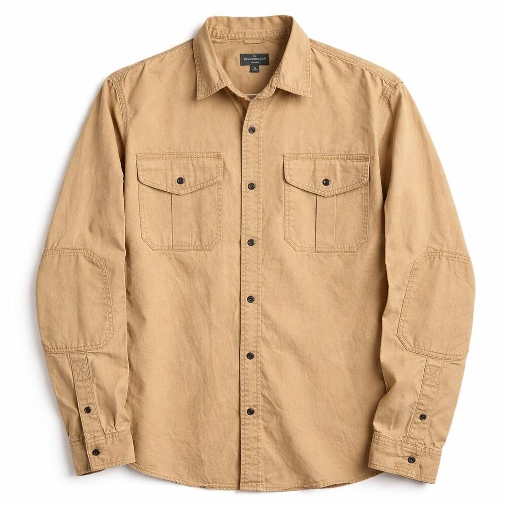 L.L. Bean Signature Heritage Workwear Shirt Button Down Cotton Tan Men XL